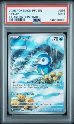 2025 POKEMON PFL EN-PHANTASMAL FLAMES ILLUSTRATION RARE #098 PIPLUP PSA 9 - Image 1