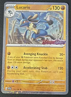Lucario (Scarlet & Violet Stamped) Cosmos Holo Promo 114/198 Pokemon Card NM - Image 1