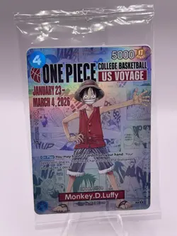 One Piece Monkey D. Luffy College Basketball US Voyage Card - SEALED - Image 1