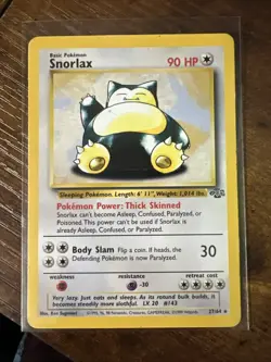 Snorlax 27/64 Jungle Set Rare Non-Holo Pokemon Card Vintage WOTC 1999 - Image 1