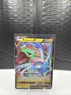Pokemon TCG Rayquaza v Evolving Skies Holo Ultra Rare Card 110/203 - Image 1
