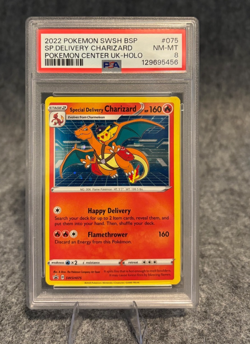Pokemon TCG: Special Delivery Charizard Pomo Holo SWSH075 PSA 8 - Image 1