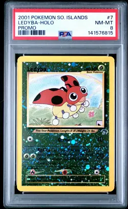 2001 POKEMON SOUTHERN ISLANDS PROMO #7 LEDYBA-HOLO PSA 8 - Image 1