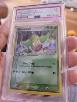 2006 Pokemon EX Legend Maker Weepinbell STAMPED Reverse Holo 47/92 PSA 7 NM - Image 2