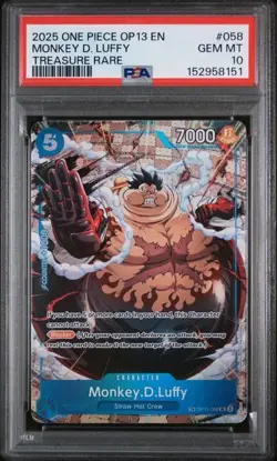 2025 ONE PIECE OP13-CARRYING ON HIS WILL TREASURE RARE MONKEY D. LUFFY PSA 10 - Image 1