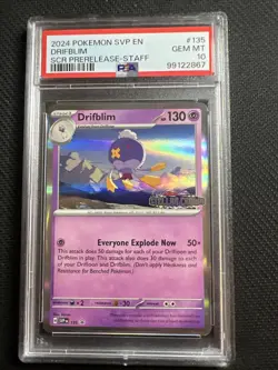 Drifblim - 135 (Prerelease) [Staff] 135 Sv: Scarlet & Violet Promo Cards psa 190 - Image 1