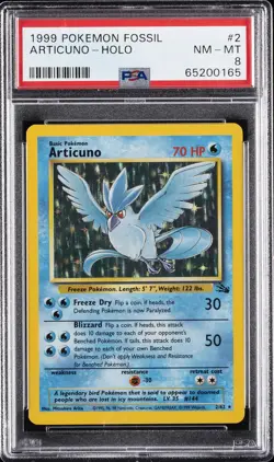 1999 POKEMON FOSSIL #2 ARTICUNO-HOLO PSA 8 - Image 1