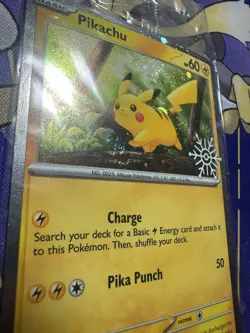 Pikachu 3X Swirl 025/165 Factory Sealed Snowflake Stamped Cosmos Holo Pokemon - Image 3