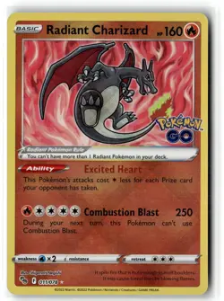Radiant Charizard 011/078 Radiant Rare Pokemon GO Pokemon NM b3 - Image 1