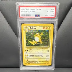 Pokemon Raichu 14/102 Base Set Holo Rare PSA 6 English 1999 Trading Card - Image 1