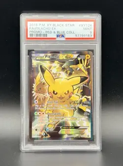 PIKACHU ⚡XY124 • 2016 Pokemon XY Black Star Promo Red & Blue Coll. EX PSA 9 - Image 1