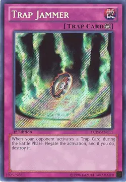 Yu-Gi-Oh Card - LCJW-EN111 - TRAP JAMMER (secret rare holo) - NM/Mint - Image 1