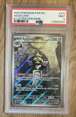 Pokemon TCG Aegislash 210/182 PSA 9 Illustration Rare Paradox Rift Card PAR EN - Image 1