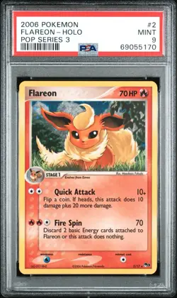 Flareon Pop Series 3 Holo Rare 2006 Pokemon PSA 9 MINT - Image 1