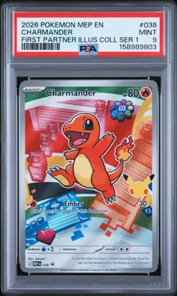 2026 POKEMON PROMO FIRST PARTNER ILLUSTRATION COLLECTION #038 CHARMANDER PSA 9 - Image 1