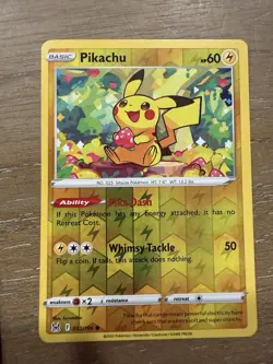 Pikachu 052/196 Common Lost Origin Pokemon Reverse Holo Lightly Played - Image 1
