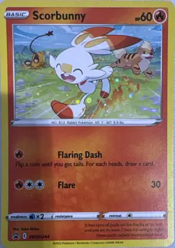 Scorbunny (Cosmos Holo) SWSH244 Sword & Shield Promo Pokemon NM - Image 1