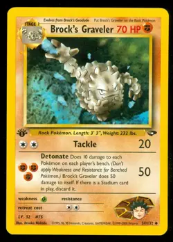 Pokemon BROCK'S GRAVELER 34/132 - 1st Edition Gym Challenge - NEAR MINT/MINT - Image 1