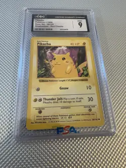1999 Pokemon TCG Base Set Shadowless Pikachu Red Cheeks CGC 9 58/102 Card Stock - Image 1