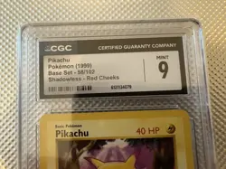 1999 Pokemon TCG Base Set Shadowless Pikachu Red Cheeks CGC 9 58/102 Card Stock - Image 5