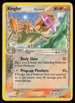 Kingler 22/100 Rare Crystal Guardians Pokemon Heavily Played - Image 1