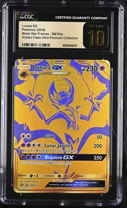 CGC 10 PRISTINE Lunala GX 2019 Black Star Promo SM103a Pokemon Card - Image 1