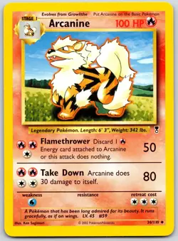 POKEMON LEGENDARY COLLECTION ARCANINE 36/110 UNCOMMON NON HOLO LP - Image 1