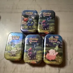 Pokemon TCG Collectible Tin Lot Riolu Clefairy Togepi Chikorita Multicolor Metal - Image 1
