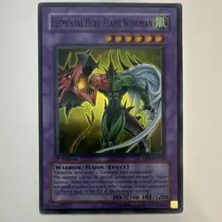 Yu-Gi-Oh! Elemental Hero Flame Wingman Super Rare 1st Ed DP1-EN010 LP - Image 1