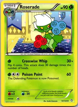 Roserade (14) 14/124 - Dragons Exalted Pokemon Uncommon LP - Image 1
