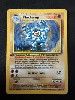 Pokemon TCG Machamp Holo Rare 1st Edition Base Set 8/102 LP - Image 1
