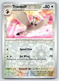 Pokemon Tranquill SV05: Temporal Forces TEF Reverse Holo 134/162 NM - Image 1