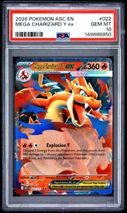 Pokemon Mega Charizard Y ex Ultra Rare Holo 022/217 Ascended Heroes PSA 10 2026 - Image 1