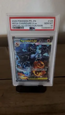 2025 POKEMON PFL EN-PHANTASMAL FLAMES #125 MEGA CHARIZARD X EX PSA 10 GEM MINT - Image 1