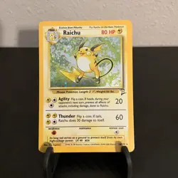 Pokemon TCG Raichu Holo Rare 16/130 Base Set 2 WOTC 2000 Vintage LP - Image 1