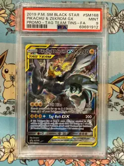 PSA 9 - Pikachu & Zekrom GX SM168 - Pokemon Sun & Moon Black Star Promo - Image 1