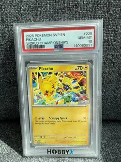 2025 Pokemon Pikachu 225 SVP Black Star World Championship PSA 10 Low Pop - Image 1