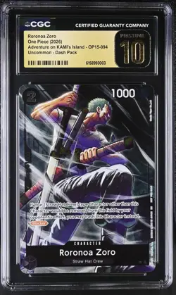 One Piece TCG Roronoa Zoro OP15-094 DASH PACK PROMO CGC 10 PRISTINE BLACK LABEL - Image 1