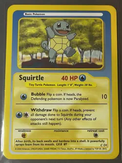 Funskool Pokemon TCG Squirtle C 04 Basic 40 HP Card English Regular 2004 - Image 1
