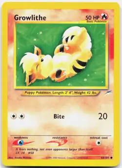 Pokemon TCG Growlithe Neo Destiny Common 068/105 Unlimited - Image 1