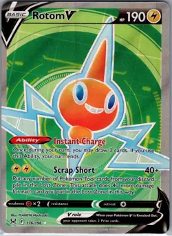 Rotom V (Full Art) 176/196 SWSH11: Lost Origin - Pokemon Card - NM - Image 1