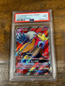 POKEMON 2017 Sun Moon Shining Legends Full Art ENTEI GX #71 PSA 9 RARE - Image 1