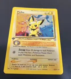 Pichu 12/111 Holo Rare 1st Edition Neo Genesis 2000 Swirl - Image 1
