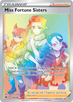 Miss Fortune Sisters 209/196 Rainbow Rare Lost Origin Pokemon NM/M - Image 4
