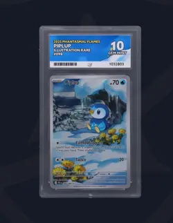 Pokemon TCG Piplup Phantasmal Flames 098/094 Illustration Rare - ACE 10 Gem Mint - Image 1
