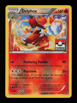 Delphox 13/124 Reverse Holo Pokemon League Promo Stamped Pokemon Card - Image 1