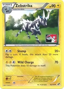 Zebstrika Reverse Holo 42/114 Promo League & Championship Stamped Pokemon Card - Image 1