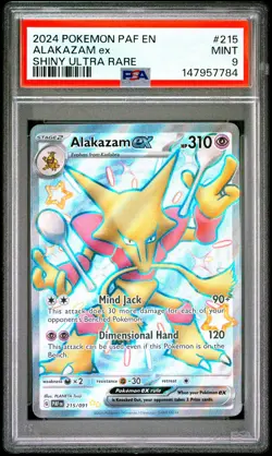 2024 POKEMON PAF EN-PALDEAN FATES SHINY ULTRA RARE #215 ALAKAZAM EX PSA 9 - Image 1