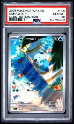 2025 POKEMON WHT EN-WHITE FLARE ILLUSTRATION RARE #105 OSHAWOTT PSA 10 - Image 1