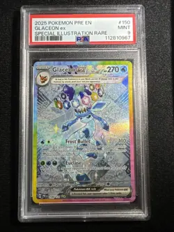Pokemon TCG Prismatic Evolutions 2025 #150 Glaceon EX SIR PSA Mint 9 - Image 1